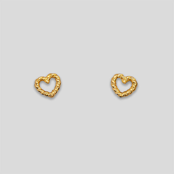 Coo Coo: Coo Coo: Twisted Heart Studs - Gold