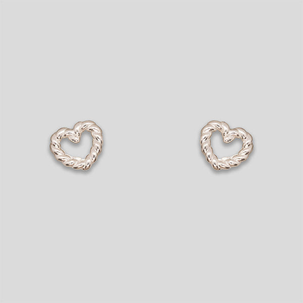 Coo Coo: Coo Coo: Twisted Heart Studs - Silver