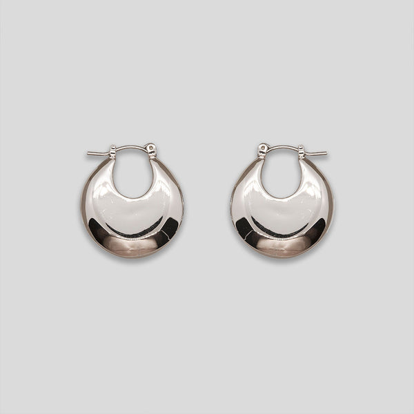 Coo Coo: Coo Coo: Wide Slice Hoops - Silver