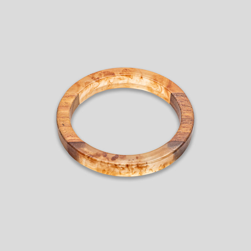 Coo Coo: Coo Coo: Wood & Resin Segment Bangle - Wood/Amber