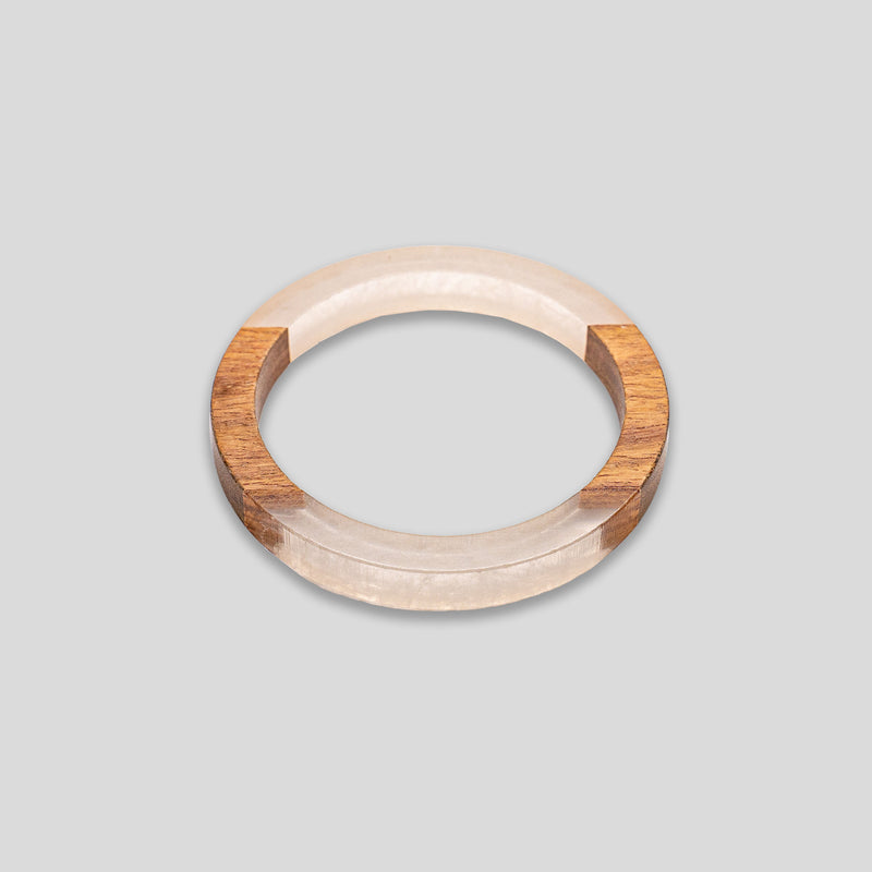 Coo Coo: Coo Coo: Wood & Resin Segment Bangle - Wood/Milk