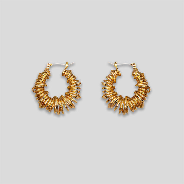 Coo Coo: Coo Coo: Wrapped Ring Hoops - Gold