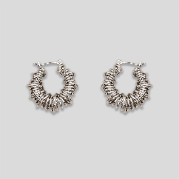 Coo Coo: Coo Coo: Wrapped Ring Hoops - Silver