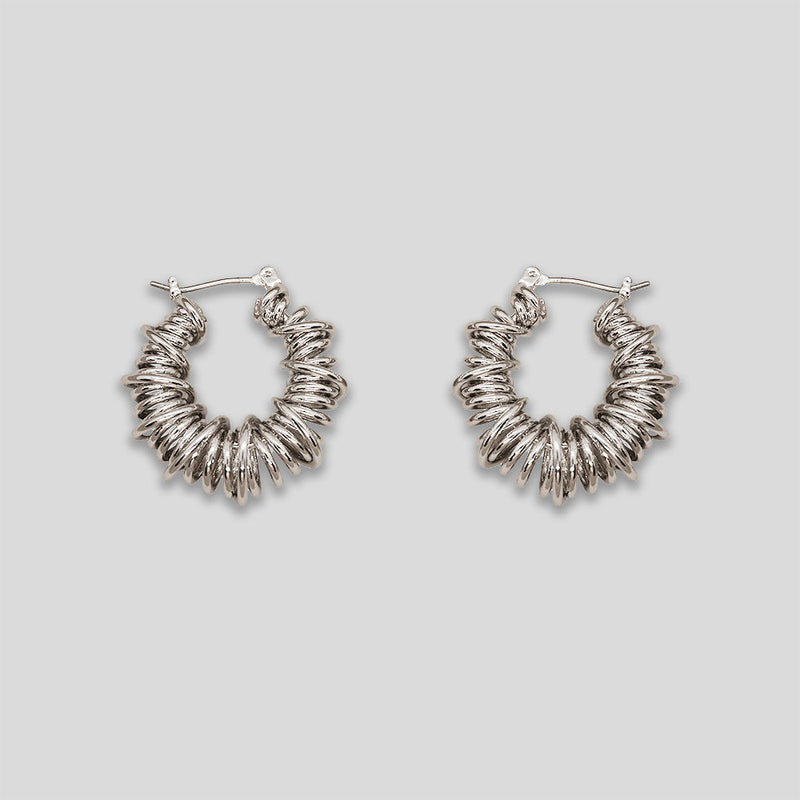 Coo Coo: Coo Coo: Wrapped Ring Hoops - Silver