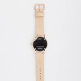 The Horse: Resin Watch - Peach Speckle Shell - White Dial - Vegetable Tan