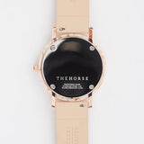 The Horse: Resin Watch - Peach Speckle Shell - White Dial - Vegetable Tan