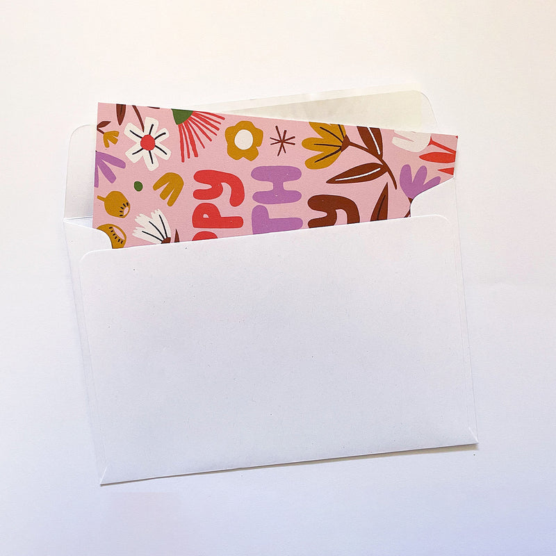 Fabric Drawer: Birthday Card - Happy Birthday Pink Australiana