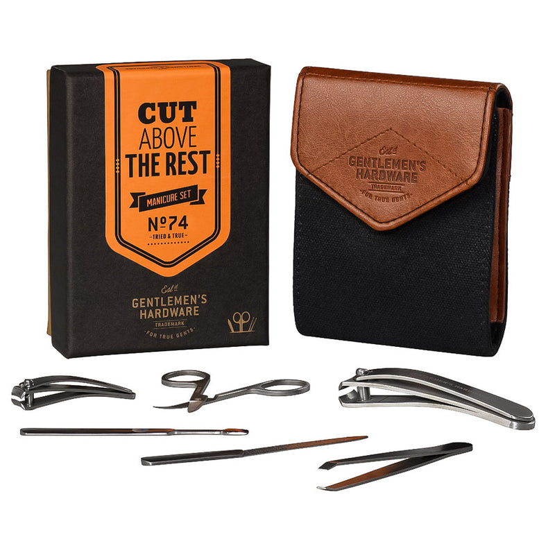 Gentlemens Hardware: Cut Above The Rest - 7 Piece Men's Manicure Set w/ Canvas Bag