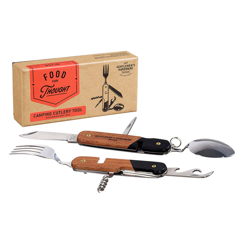 Gentlemens Hardware: Food For Thought - Camping Cutlery Tool (Wooden Handles)