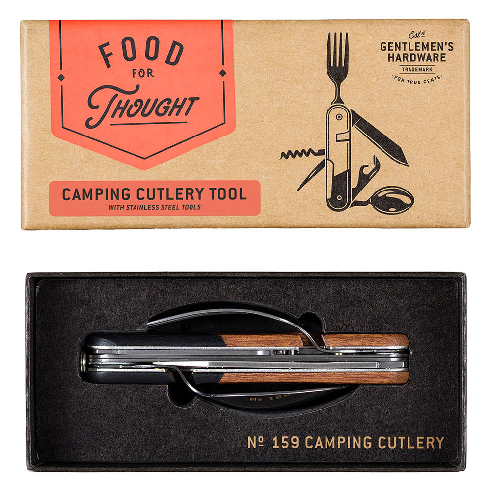 Gentlemens Hardware: Food For Thought - Camping Cutlery Tool (Wooden H –  Pigeonhole