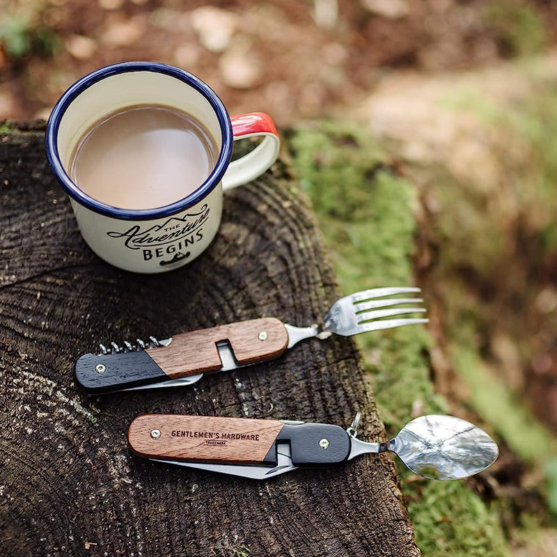 Gentlemens Hardware: Food For Thought - Camping Cutlery Tool (Wooden Handles)