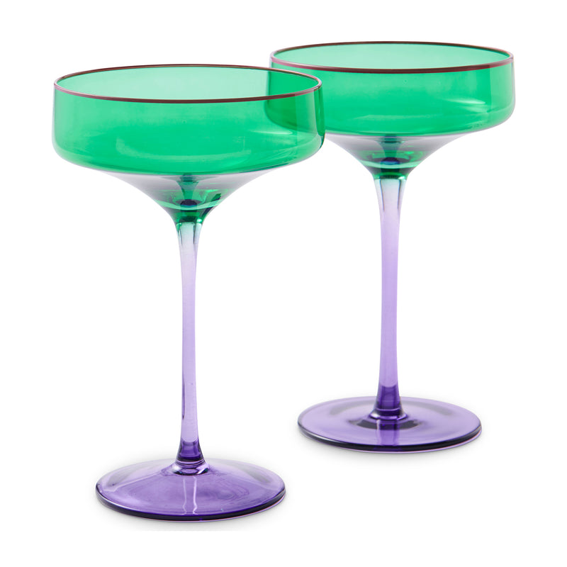 Kip & Co: Jaded Coupe/Margarita Glass 2P Set