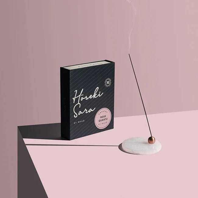 Maho: Hoseki Sara - Rose Quartz Crystal Incense Holder