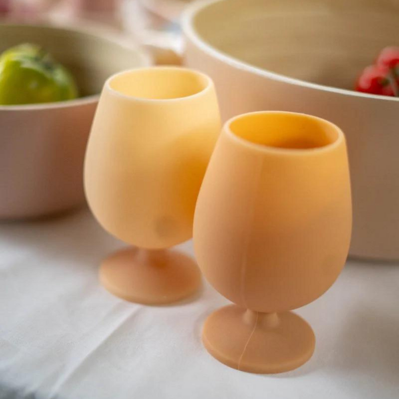 Porter Green: Stem Unbreakable Silicone Wine Glasses - Wheat + Oat