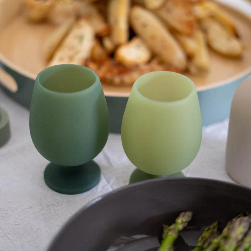 Porter Green: Stem Unbreakable Silicone Wine Glasses - Sage + Olive (Stirling)