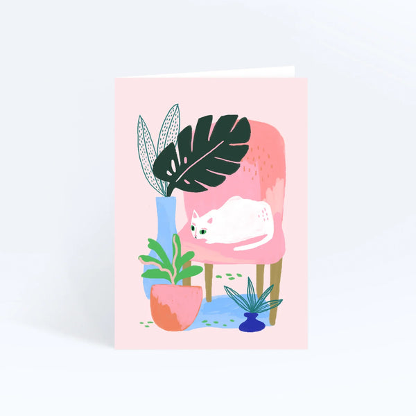 Sunpatch Society: Greeting Card - Curious Cat With Plants