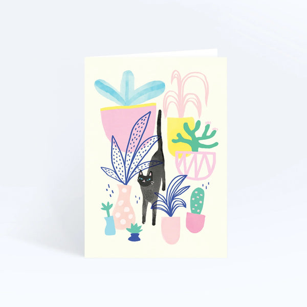 Sunpatch Society: Greeting Card - Cat Plant Wonderland