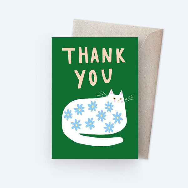 Sunpatch Society: Greeting Card - Thank You Cat Green