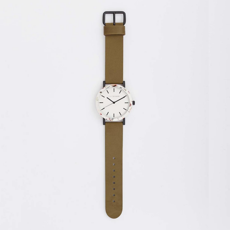 The Horse: Resin Watch - Nougat Shell - White Dial - Olive