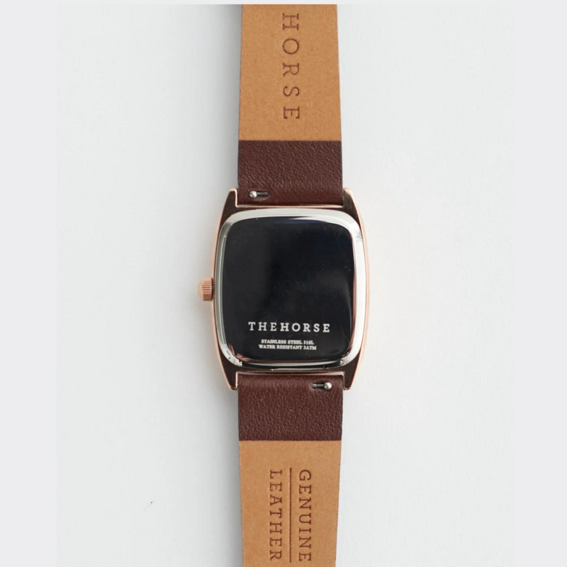 The Horse: Dress Watch - Rose Gold - White Dial - Coffee