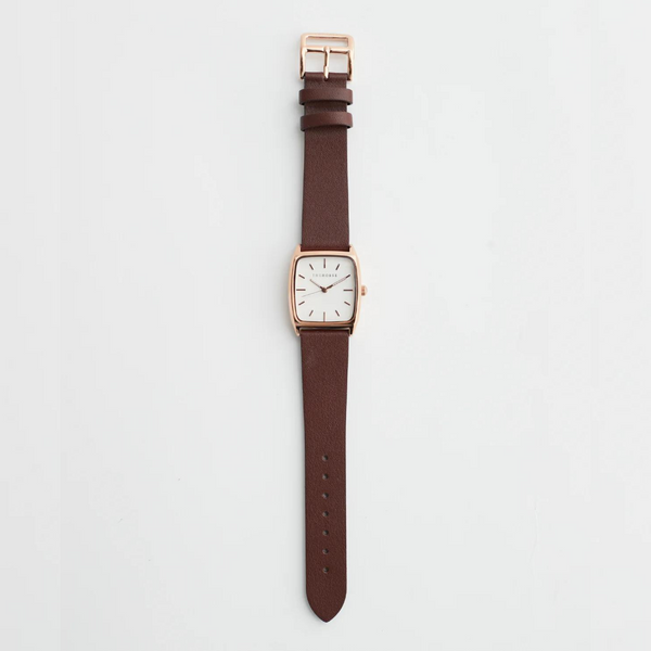 The Horse: Dress Watch - Rose Gold - White Dial - Coffee