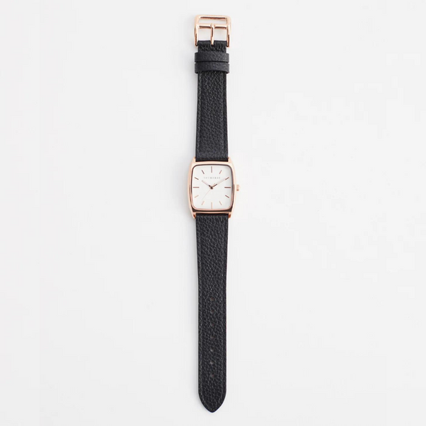 The Horse: Dress Watch - Rose Gold - White Dial - Black