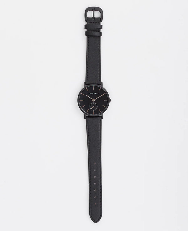 The Horse: Classic Watch - Matte Black - Black Dial - Rose Gold