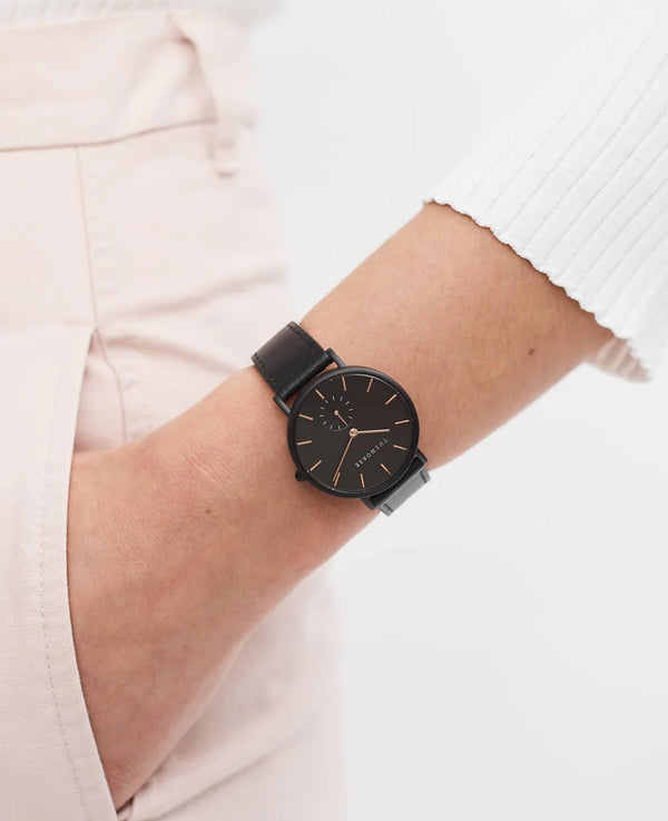 The Horse: Classic Watch - Matte Black - Black Dial - Rose Gold