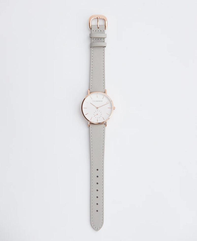 The Horse: Classic Watch - Rose Gold Case - White Dial - Light Grey