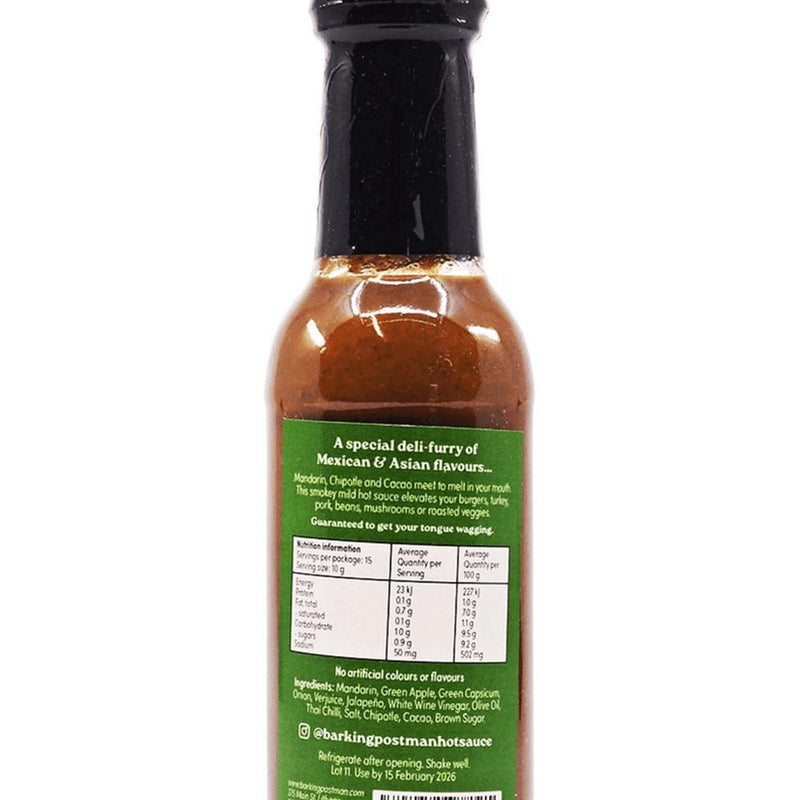 Barking Postman: Chipotle Mandarin Cacao Hot Sauce 150mL