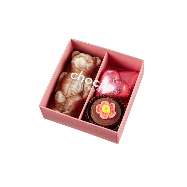 Chocilo: 4 Pack Hearts, Flowerpot & Bear Gift Box Pink (45g)