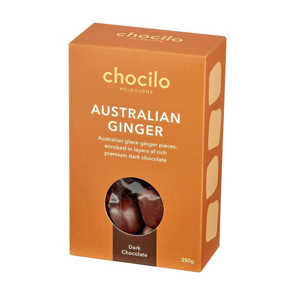 Chocilo: Australian Ginger in Dark Chocolate Gift Box (250g)