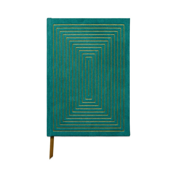 Designworks Ink: Hard Cover Suede Cloth Journal With pocket - Linear Boxes Green