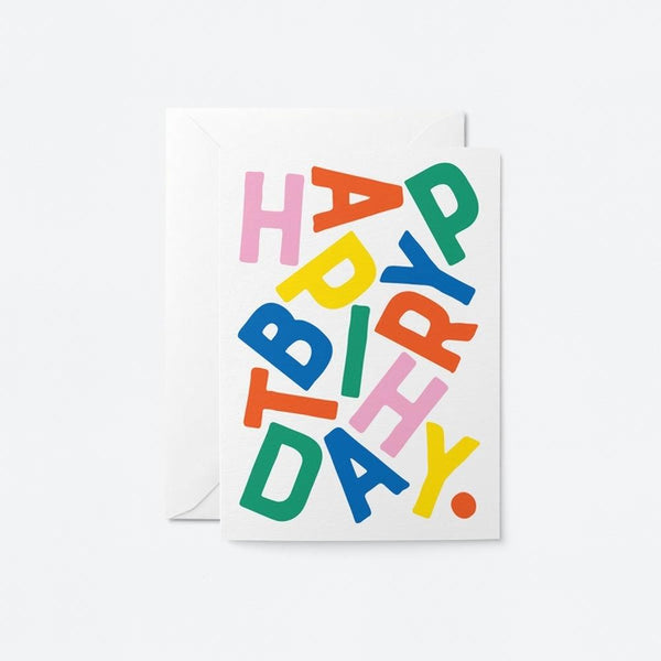 Graphic Factory: Birthday Card - Happy Birthday Rainbow Letters