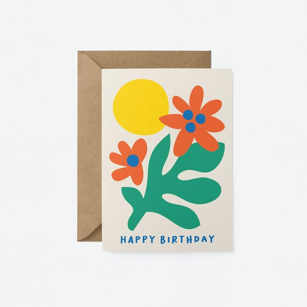 Graphic Factory: Birthday Card - Happy Birthday - Sun and Flowers