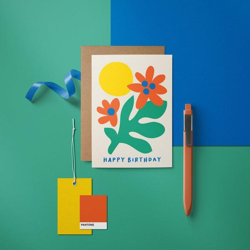 Graphic Factory: Birthday Card - Happy Birthday - Sun and Flowers