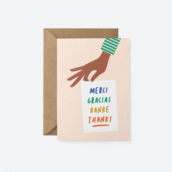 Graphic Factory: Greeting Card - Merci, Gracias, Danke, Thanks