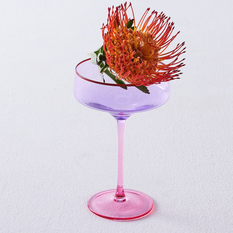 Kip & Co: Lilac Colour Block Margarita Glass 2P Set One Size