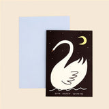 Little Black Cat: Delicate Swan Sympathy Card