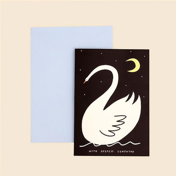 Little Black Cat: Delicate Swan Sympathy Card