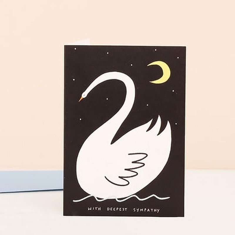 Little Black Cat: Delicate Swan Sympathy Card