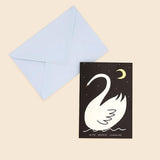 Little Black Cat: Delicate Swan Sympathy Card