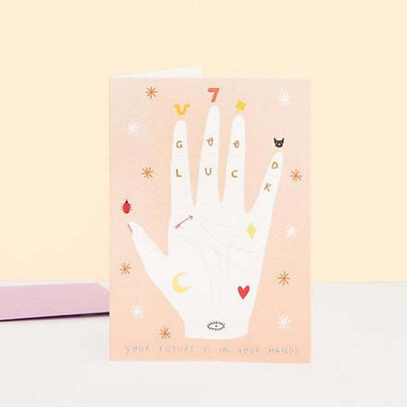 Little Black Cat: Palmistry Good Luck Card