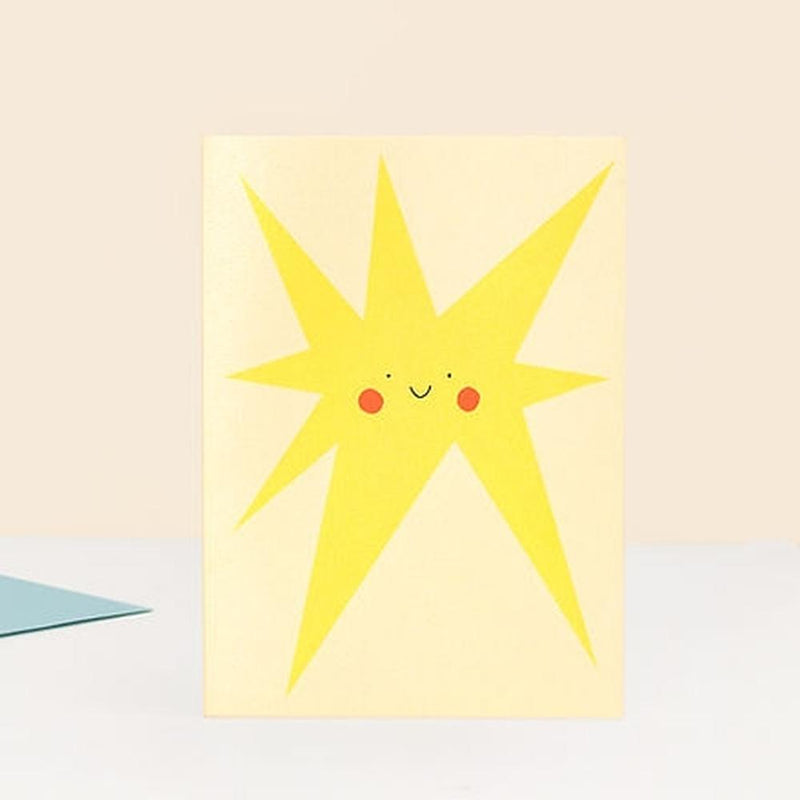 Little Black Cat: Smiling Star Greeting Card - Gold Star - Achievement Card