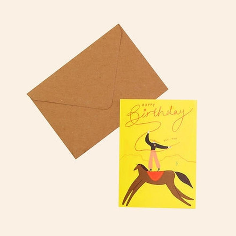 Little Black Cat: Yee-Haw Cowboy Birthday Card - Cowgirl - Happy Birthday