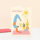 Little Black Cat: Yoga Birthday Card