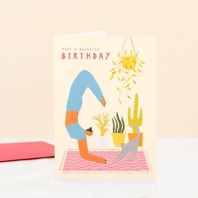 Little Black Cat: Yoga Birthday Card