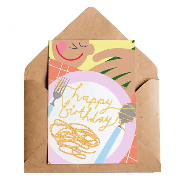 Lottie Hall Studio: Greeting Card - Birthday Spaghetti