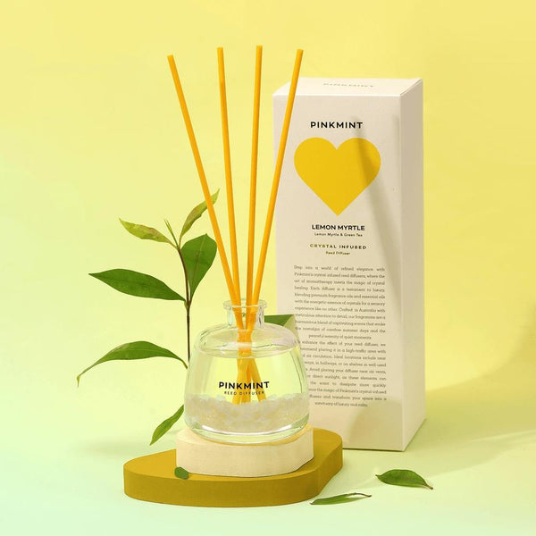 Pink Mint: Lemon Myrtle Reed Diffuser Crystal Infused