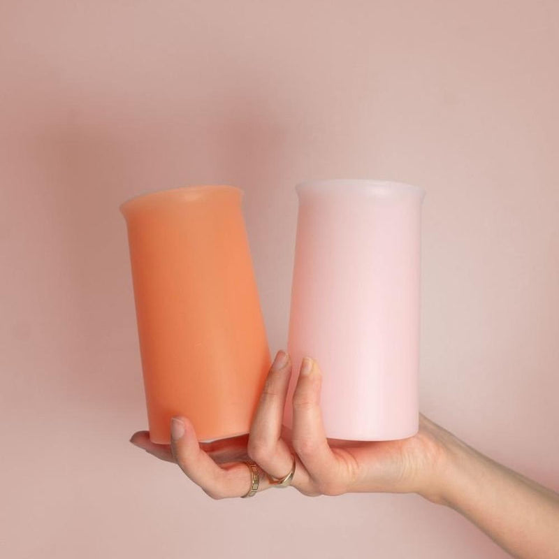 Porter Green: Stegg Unbreakable Silicone Highball Glasses - Peach & Petal (Calais)